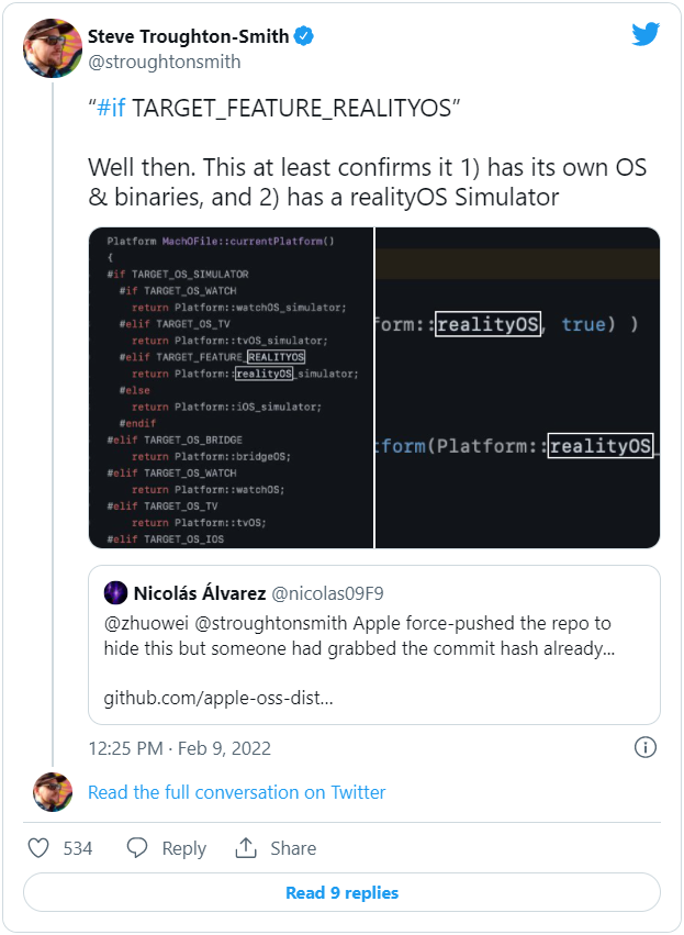 苹果的“realityOS”出现在 GitHub 提交、App Store 日志中