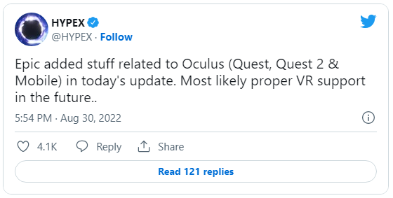 “堡垒之夜”更新包括提及 Oculus，暗示未来对 Quest 的支持