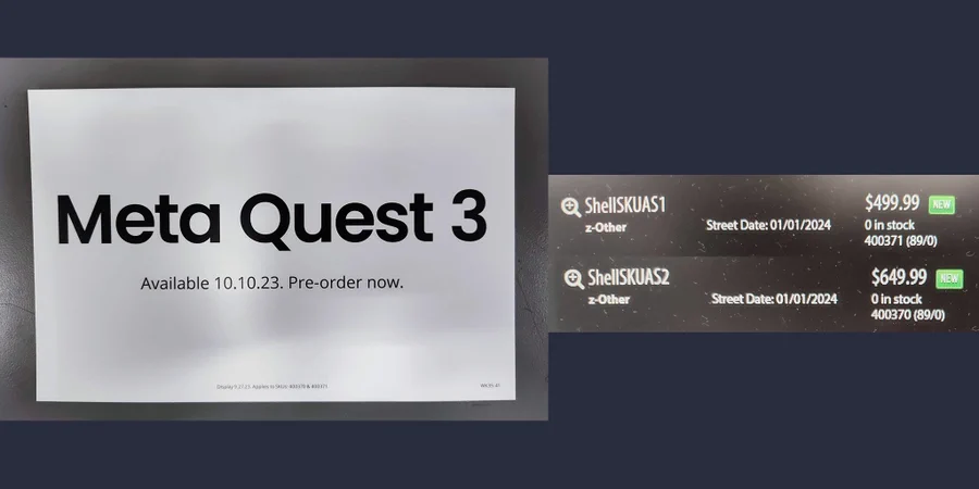 Quest 3更高存储型号的价格可能已经泄露