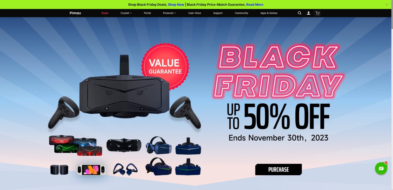 黑色星期五 VR 优惠：购买 Pimax Crystal 捆绑包最高可节省 540 美元