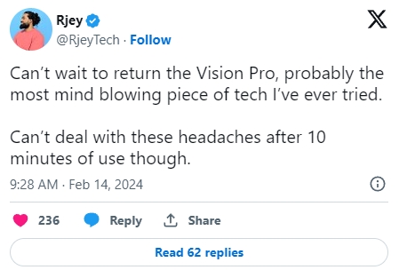 Vision Pro 开始出现退货潮