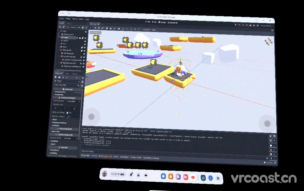 Godot 编辑器登陆Quest平台，在头显上直接创建XR内容