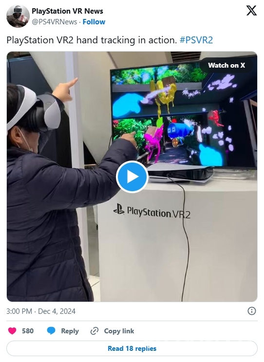 索尼展示 PS VR 2 的手部追踪功能